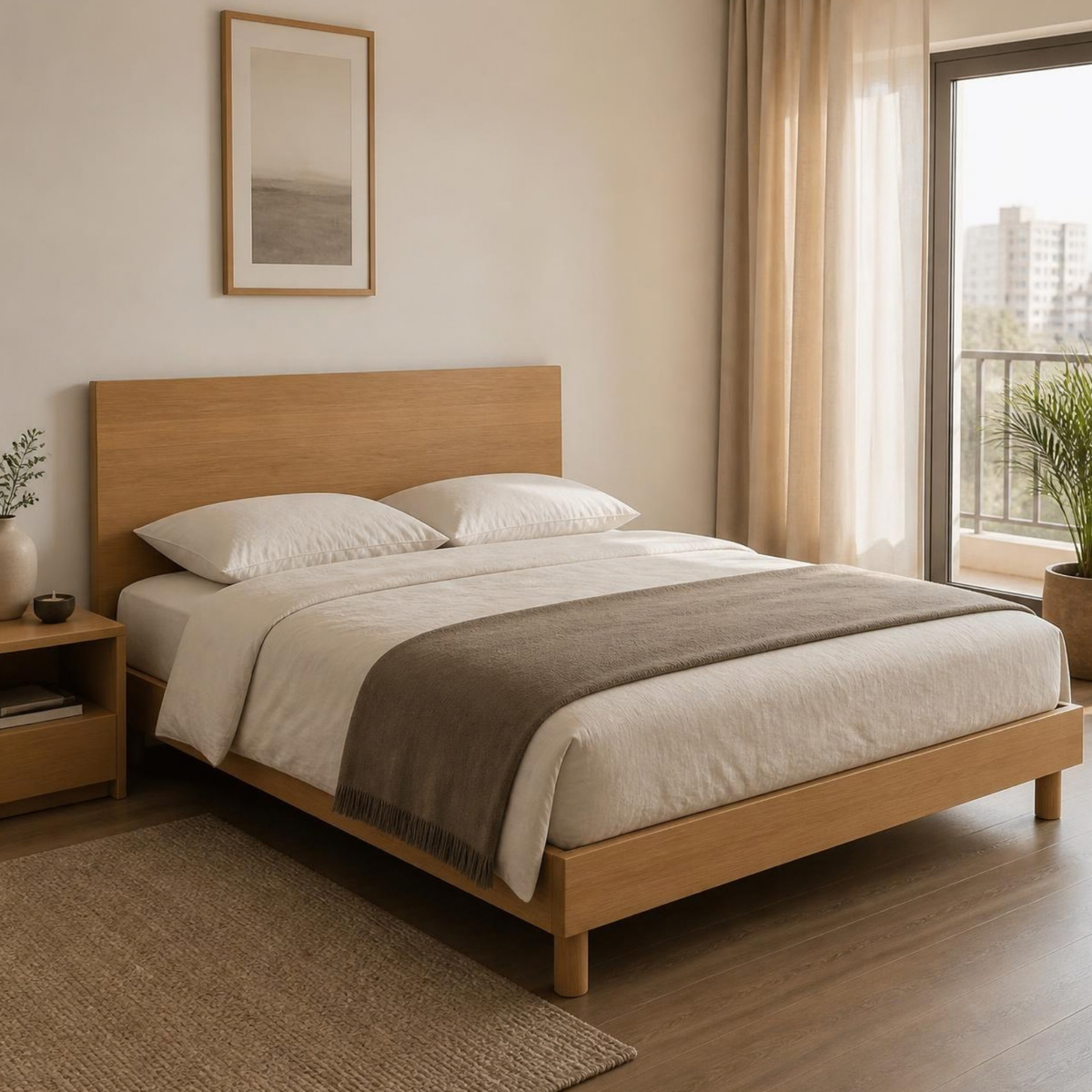 Double Bed 140 for Small Bedrooms in a room setting