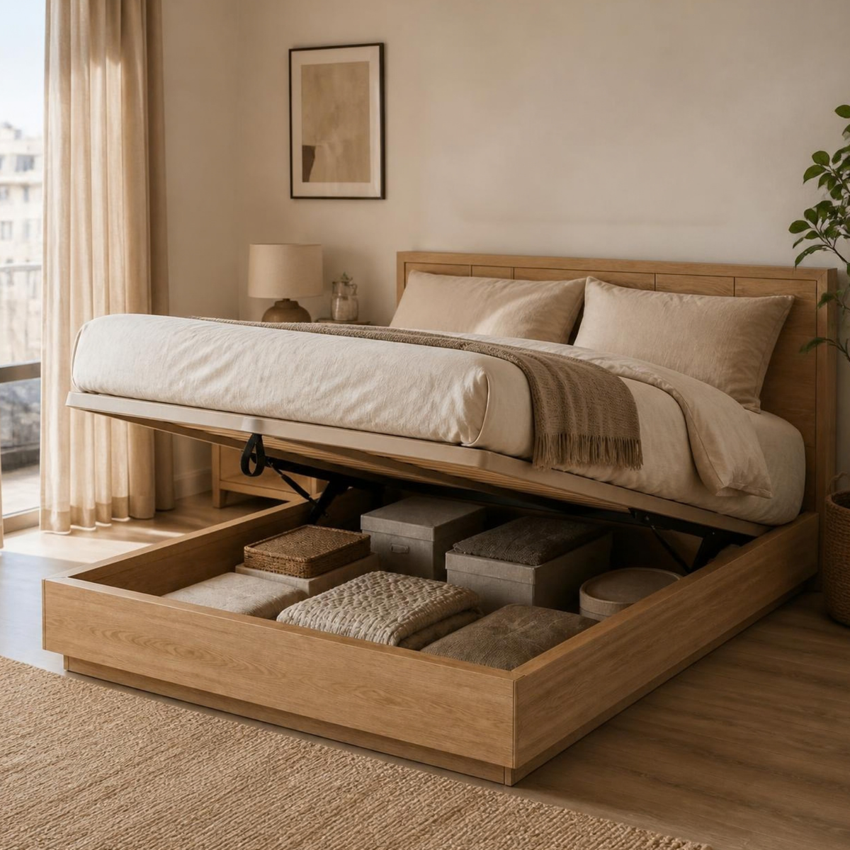 Platform Bed with Storage for Small Bedrooms in a room setting