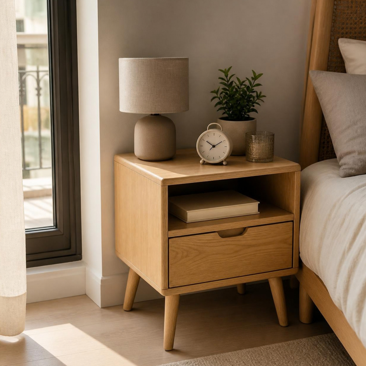 Nightstand for Small Spaces in a room setting
