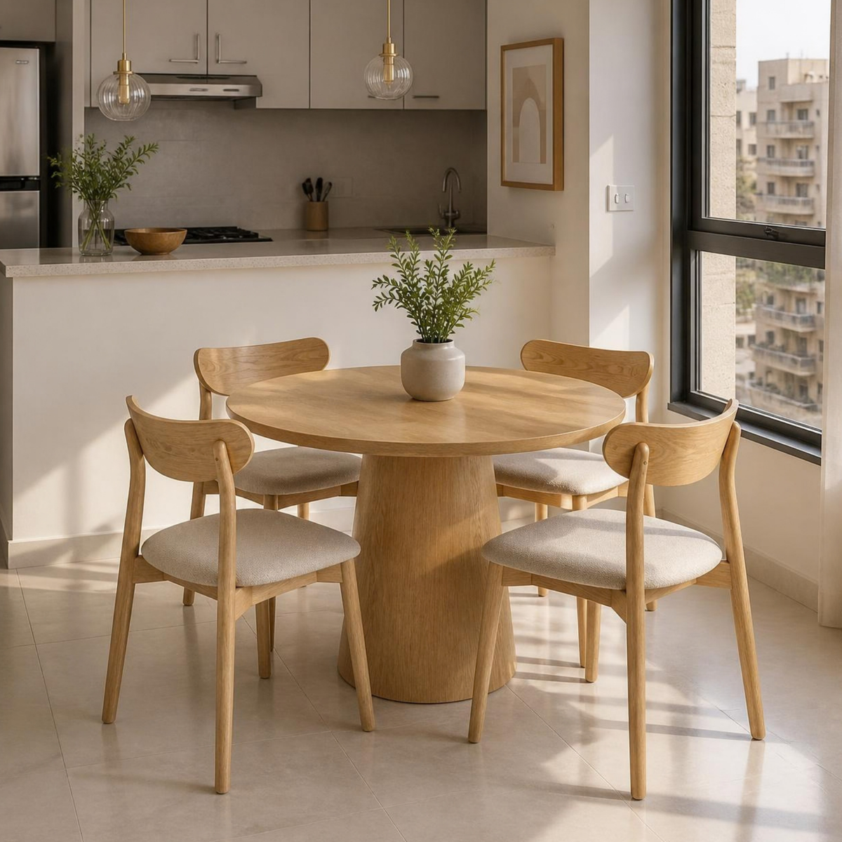 Round Table with 4 Chairs for Small Spaces in a room setting