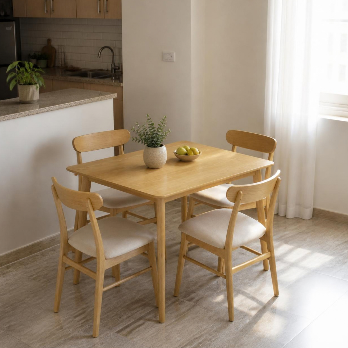 Rectangular Table with 4 Chairs for Small Spaces in a room setting