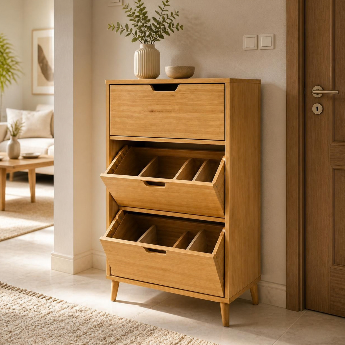 Shoe Cabinet (Tall) for Small Entryways in a room setting