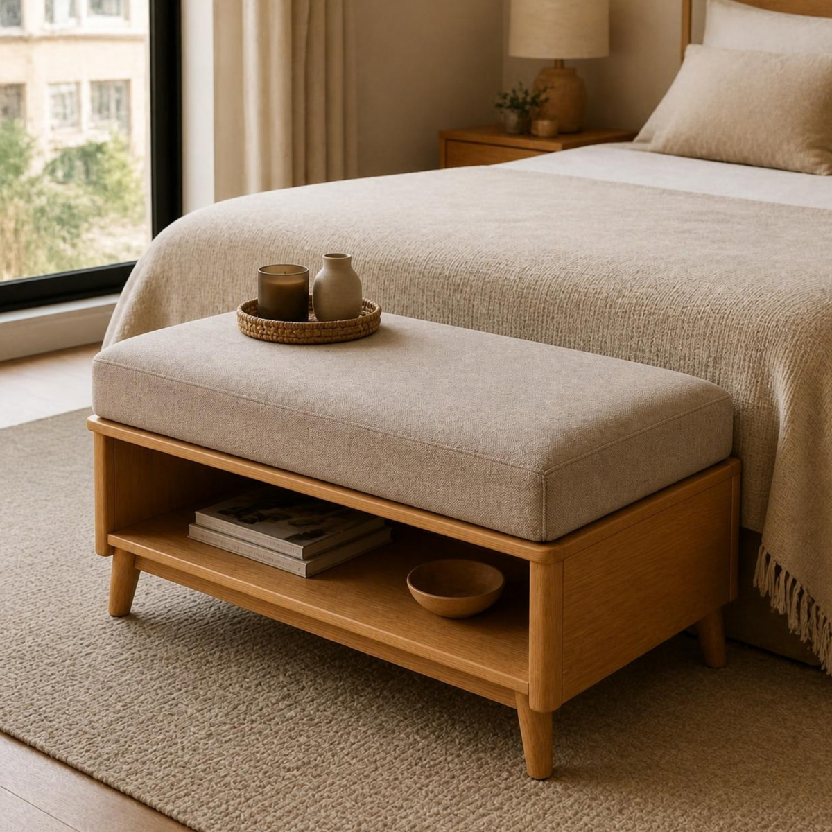 Bed-End Storage Bench in a room setting