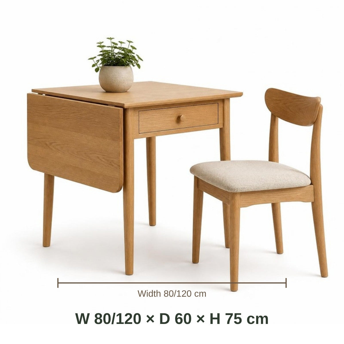 Mini Beit Drop Leaf Table dimensions in cm