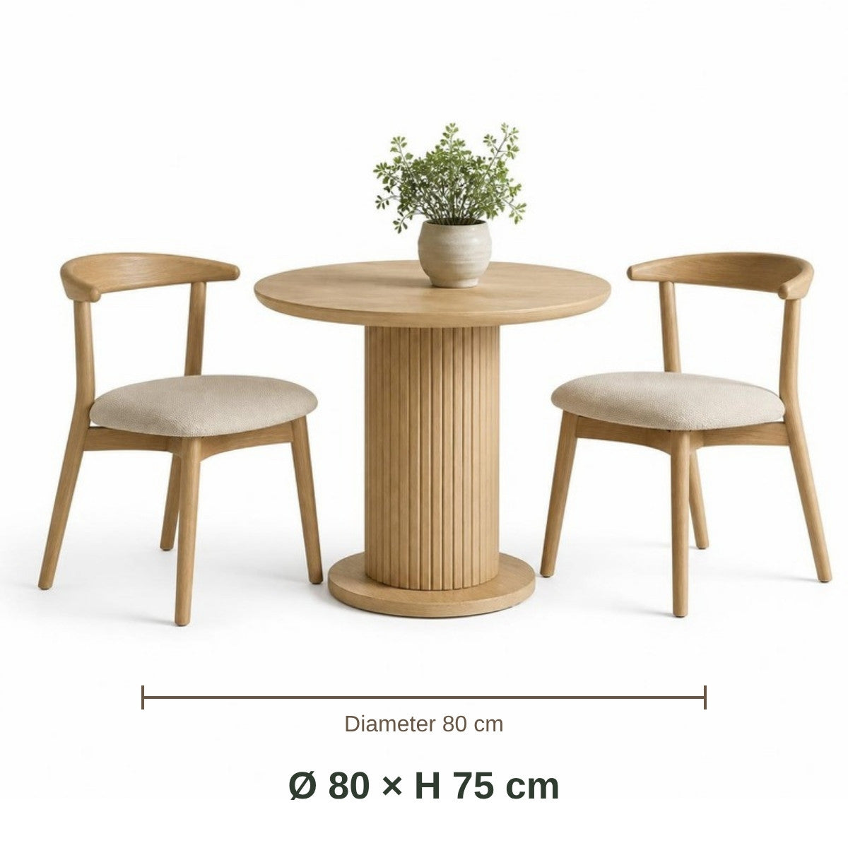 Mini Beit Round Table with 2 Chairs dimensions in cm
