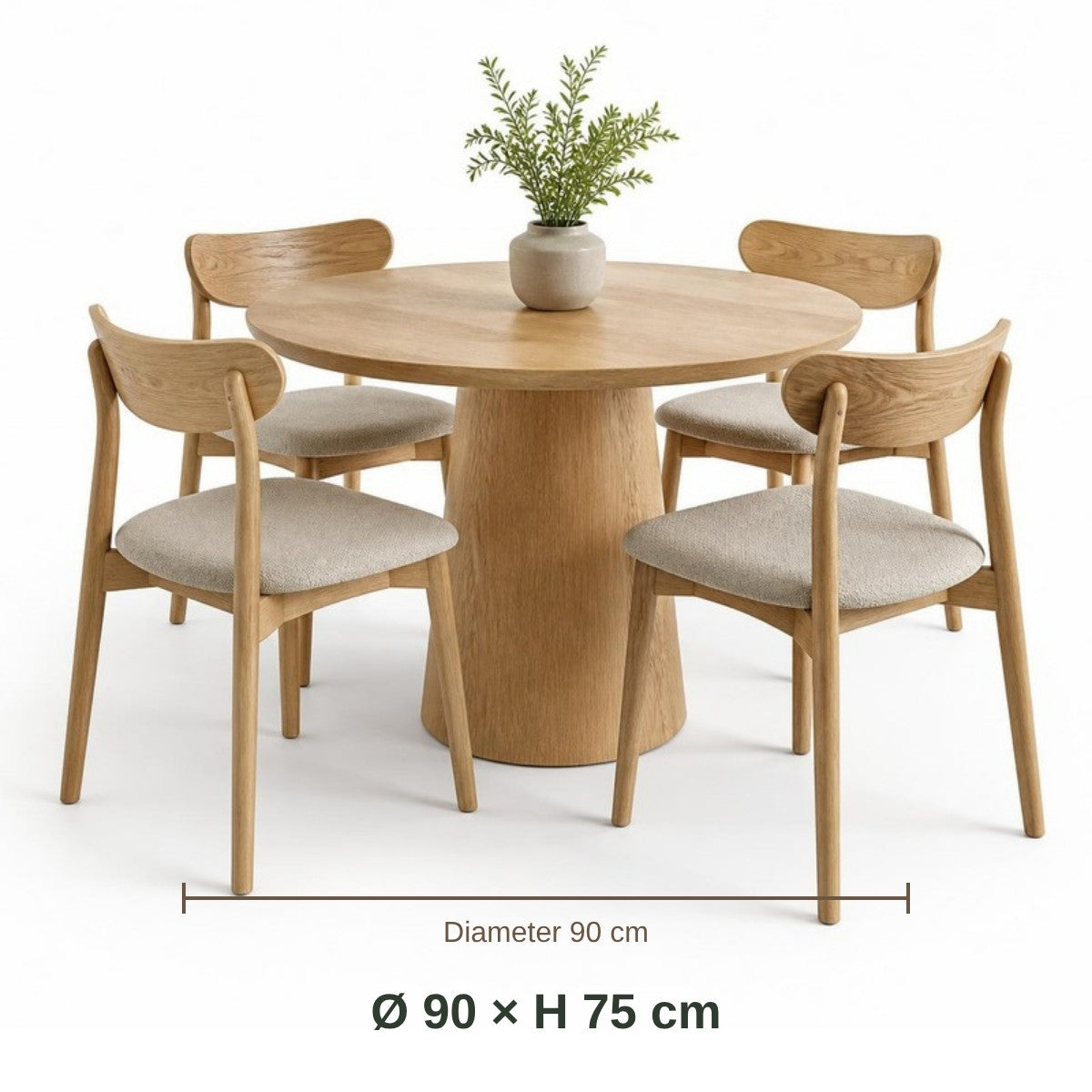 Mini Beit Round Table with 4 Chairs dimensions in cm