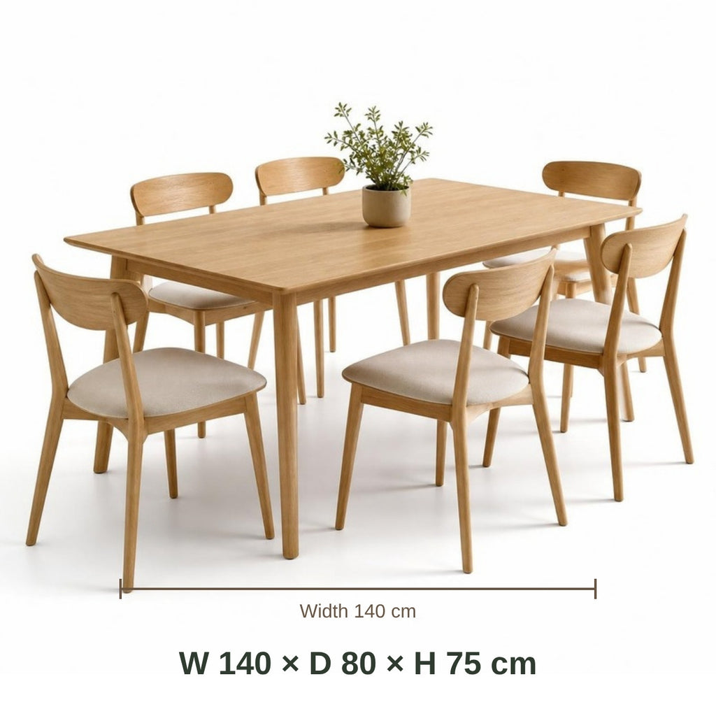 Mini Beit Rectangular Table with 6 Chairs dimensions in cm