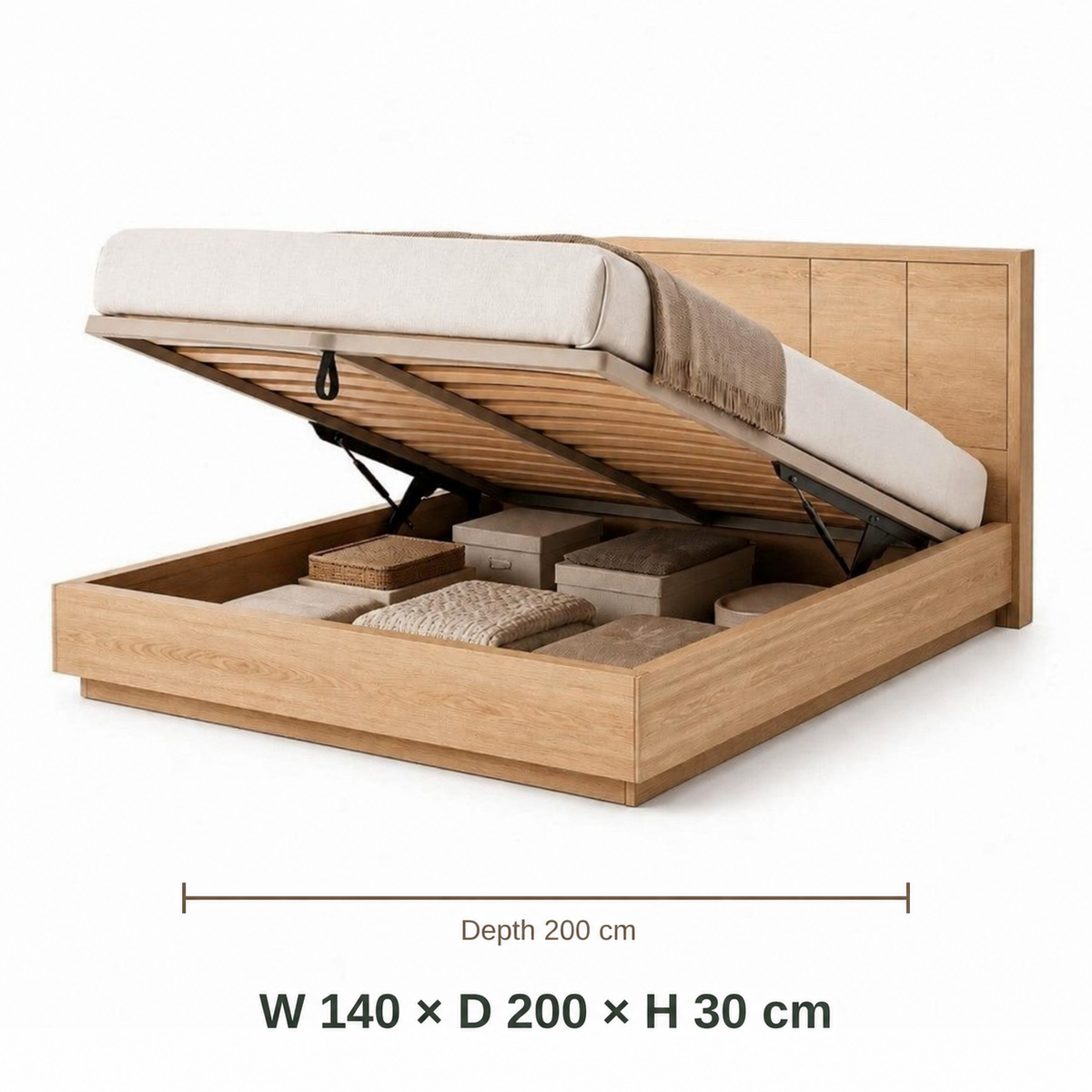 Mini Beit Platform Bed with Storage dimensions in cm