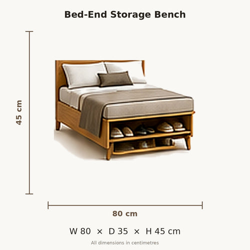 Mini Beit Bed-End Storage Bench dimensions in cm