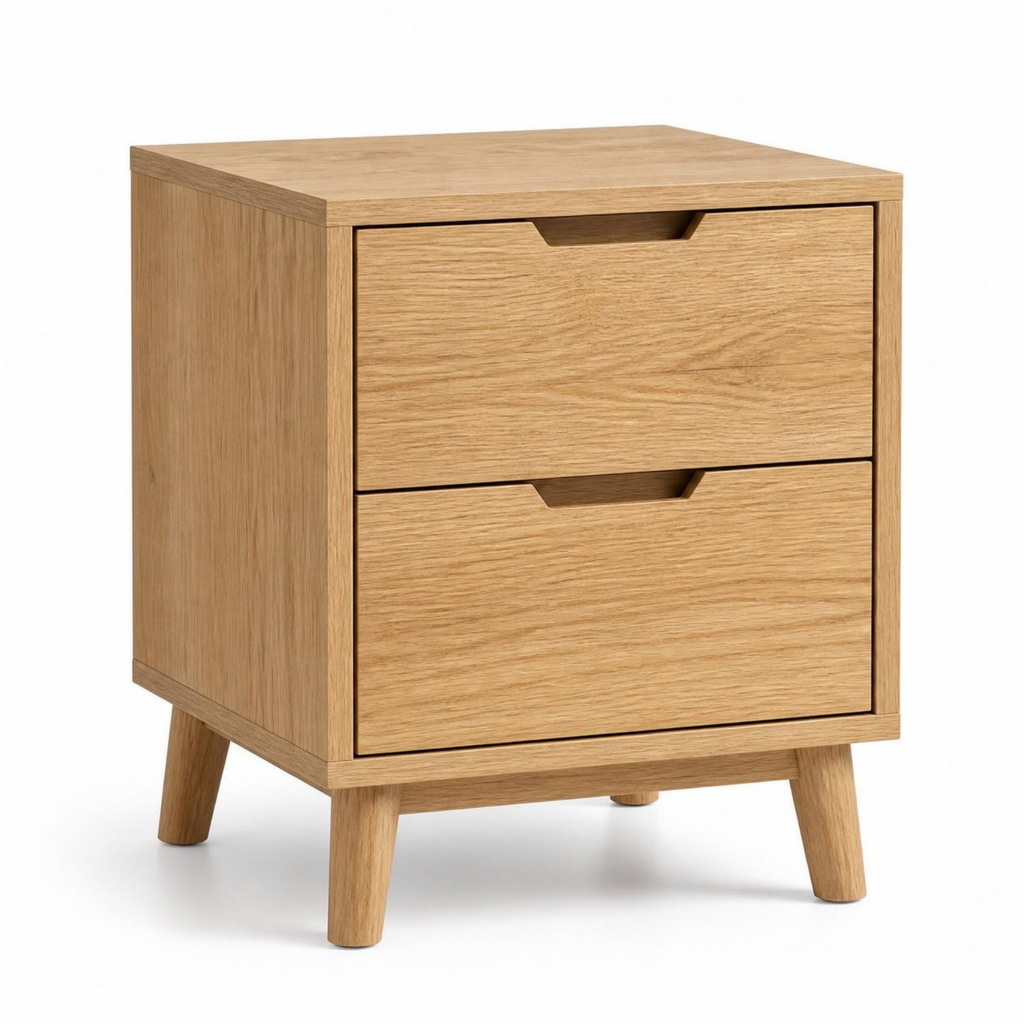 Bedside Table with 2 Drawers for Small Bedrooms