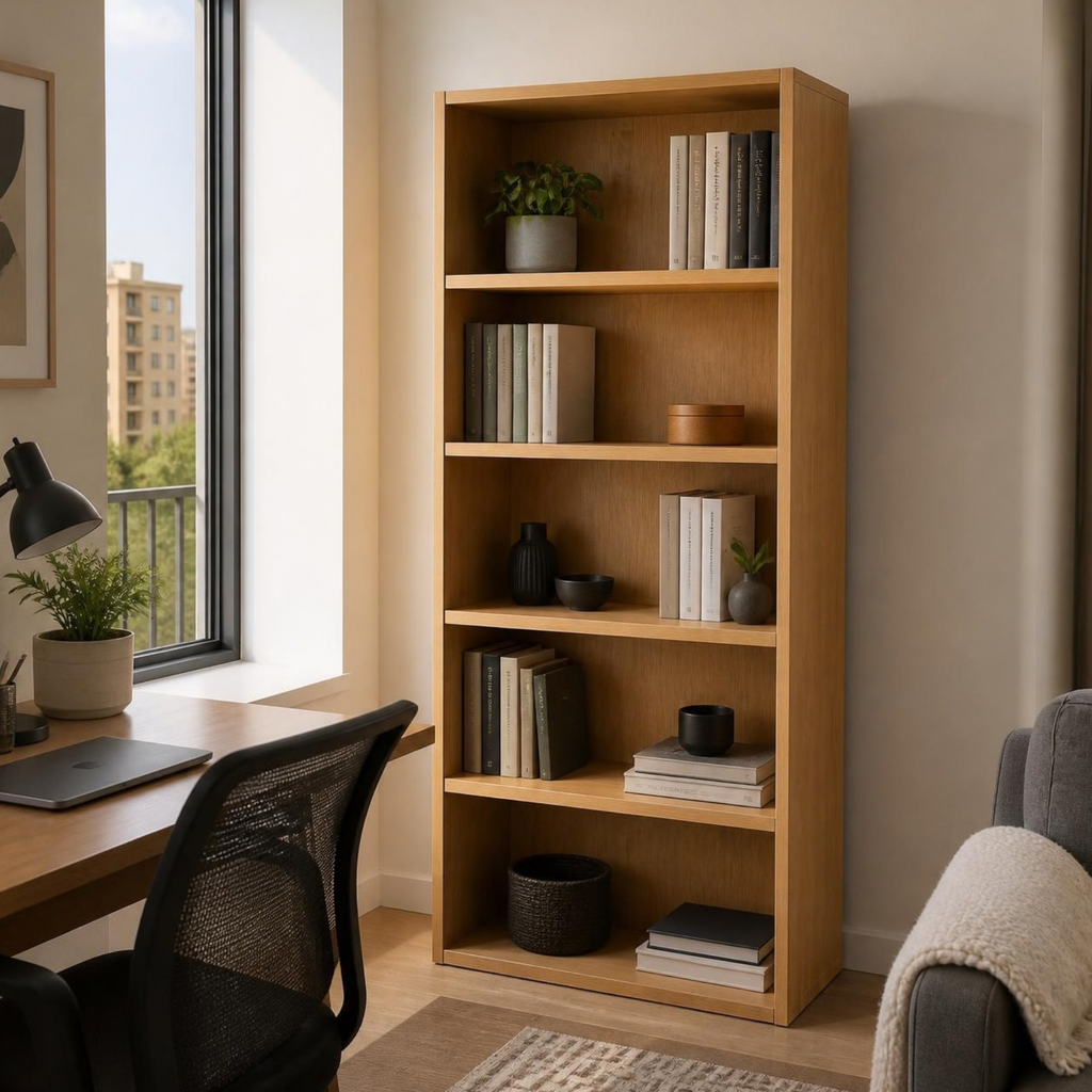 Bookcase 80 with Five Shelves for Small Spaces in a room setting