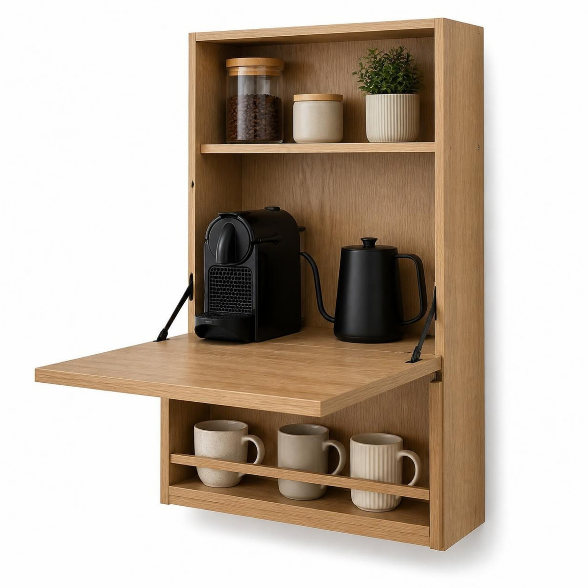 Wall Coffee Station Cabinet for Small Spaces
