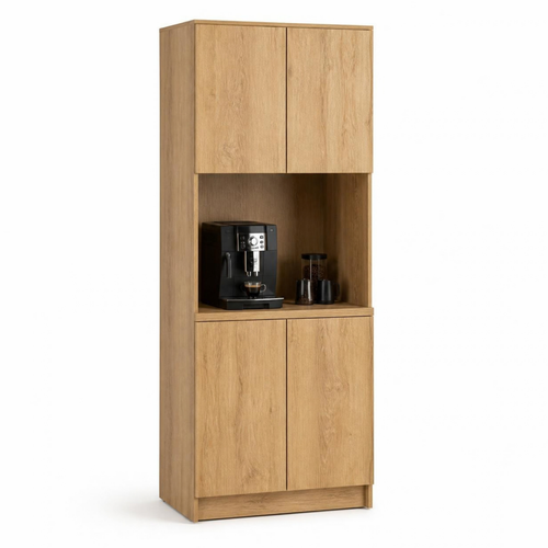 Tall Coffee Cabinet with Open Niche for Small Coffee Corners