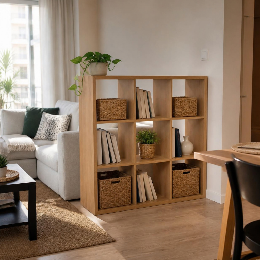 Cube Storage Unit 3×3 for Small Spaces in a room setting