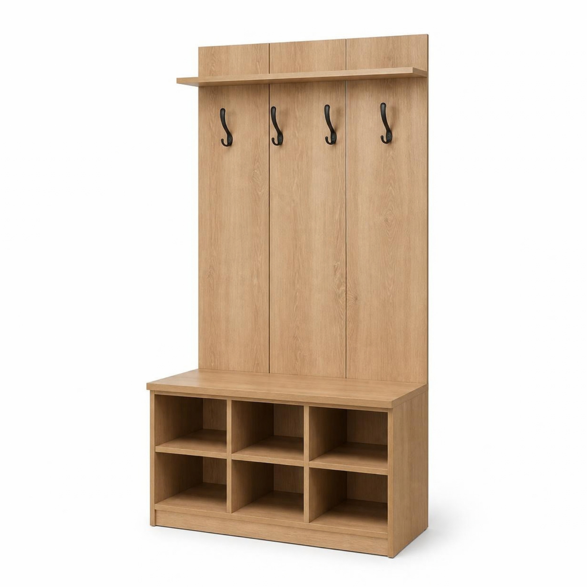 Entryway Shoe Bench with Coat Hooks for Small Entryways