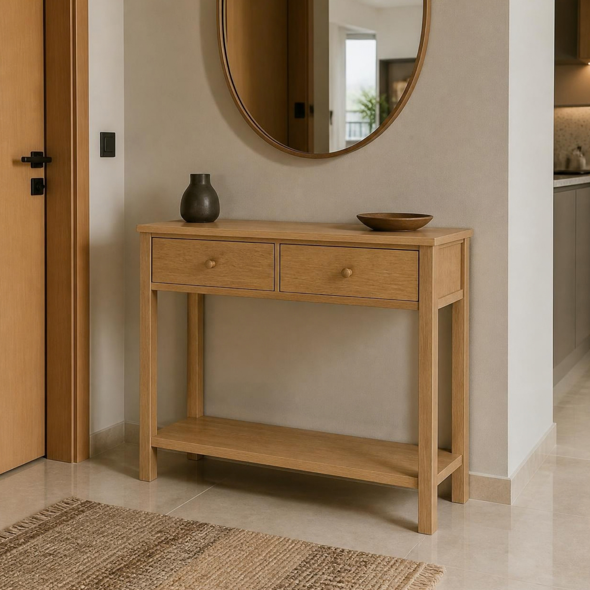 Entryway Console with 2 Drawers for Small Entryways in a room setting
