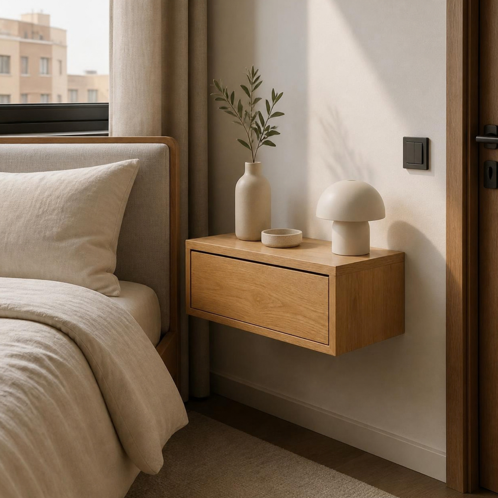 Floating Nightstand for Small Bedrooms in a room setting