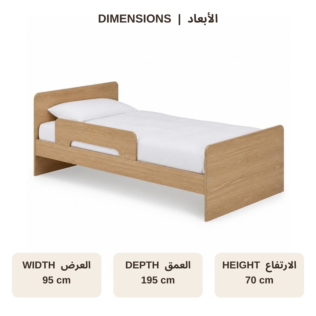 Kids Single Bed 90 with Guard Rail for Small Bedrooms dimensions
