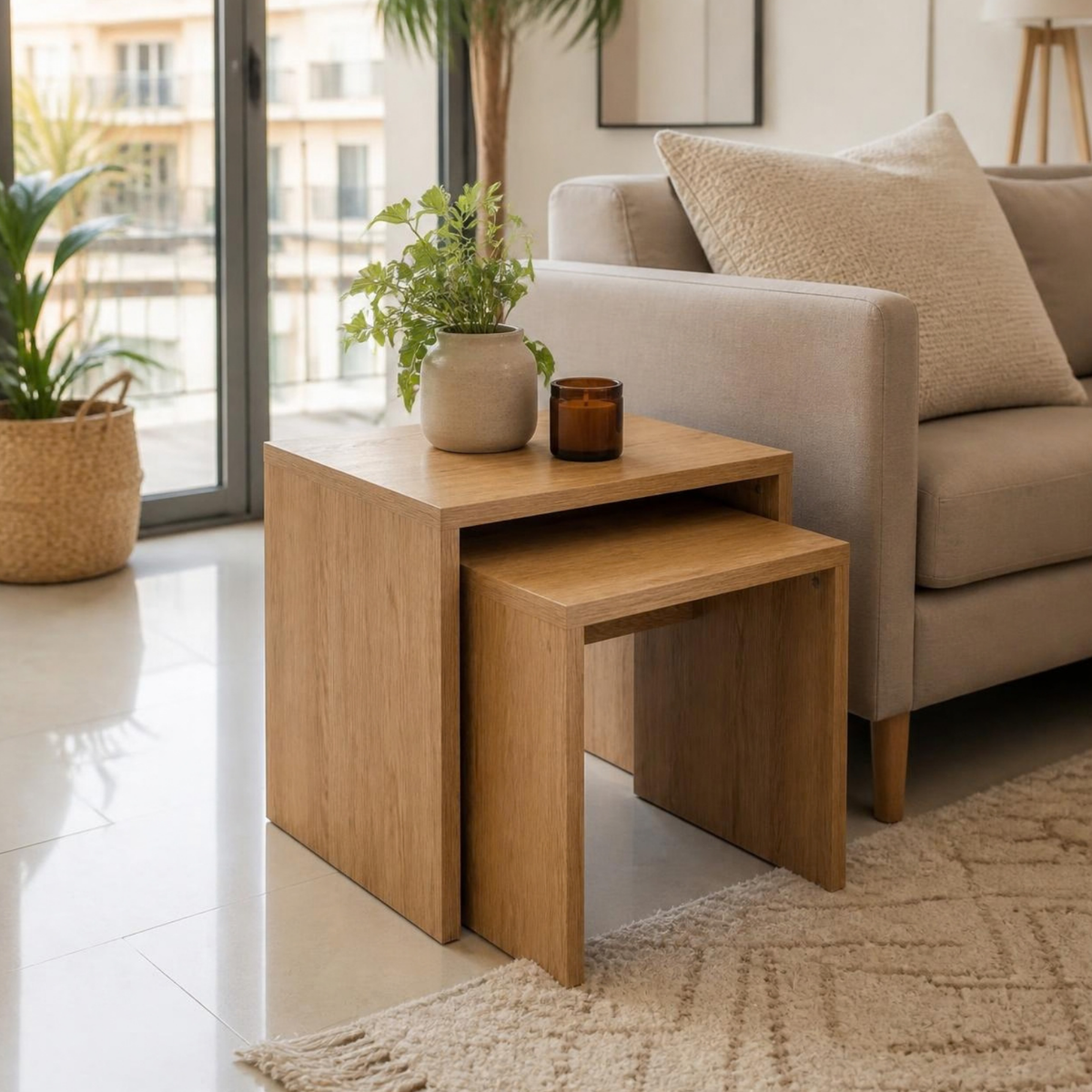 Nesting Side Tables (Set of 2) for Small Living Rooms in a room setting