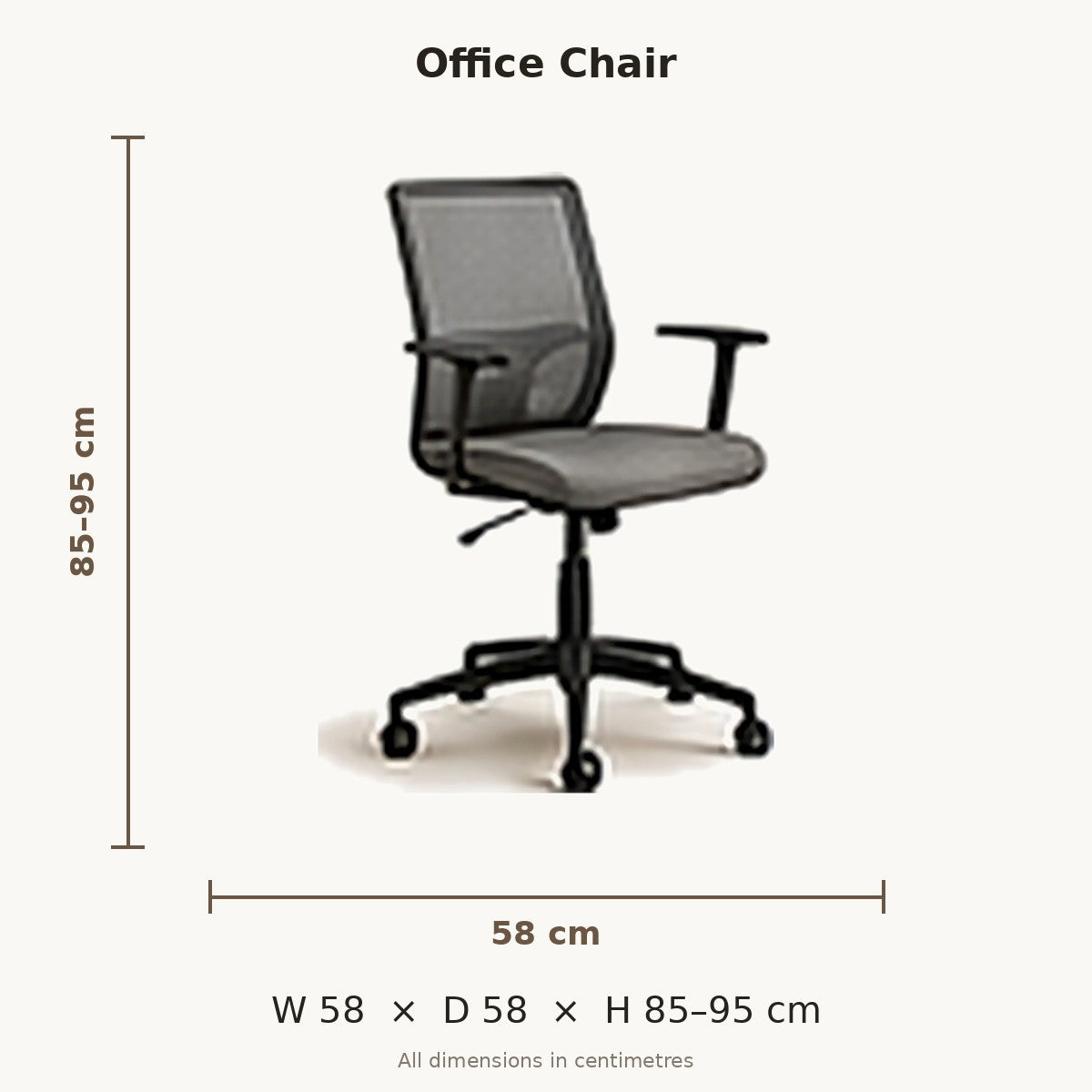 Mini Beit Office Chair dimensions in cm