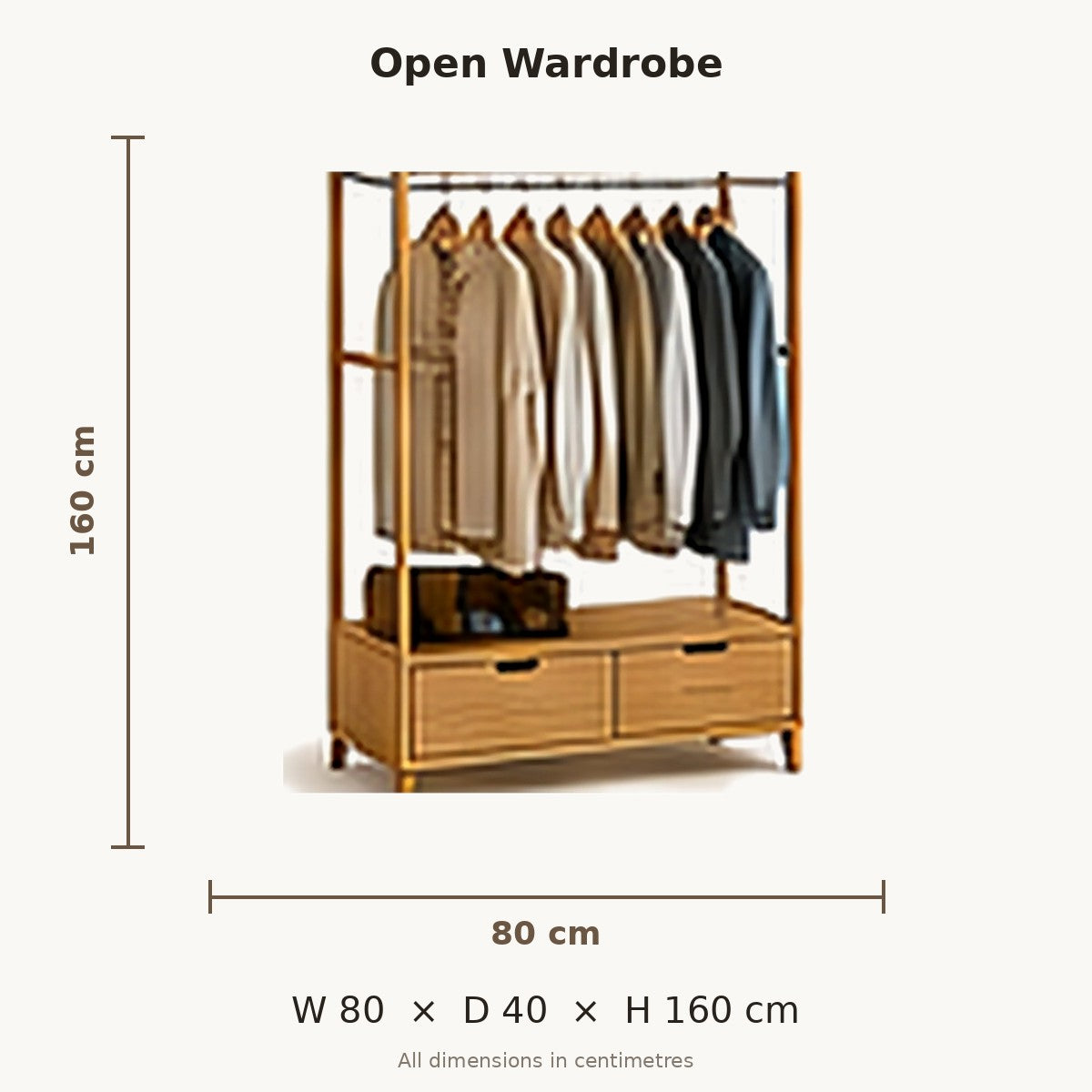 Mini Beit Open Wardrobe dimensions in cm