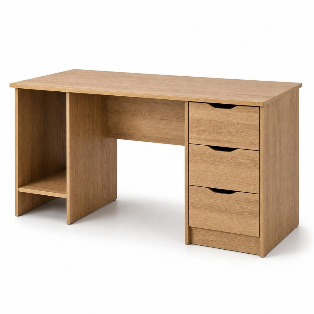 Study Desk 100 with Drawers and Shelf for Small Home Offices