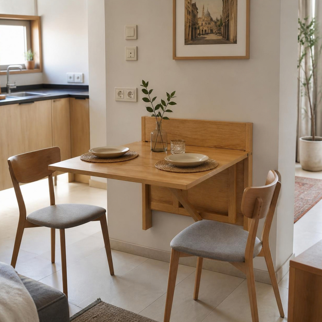 Wall-Mounted Folding Dining Table for Small Spaces in a room setting
